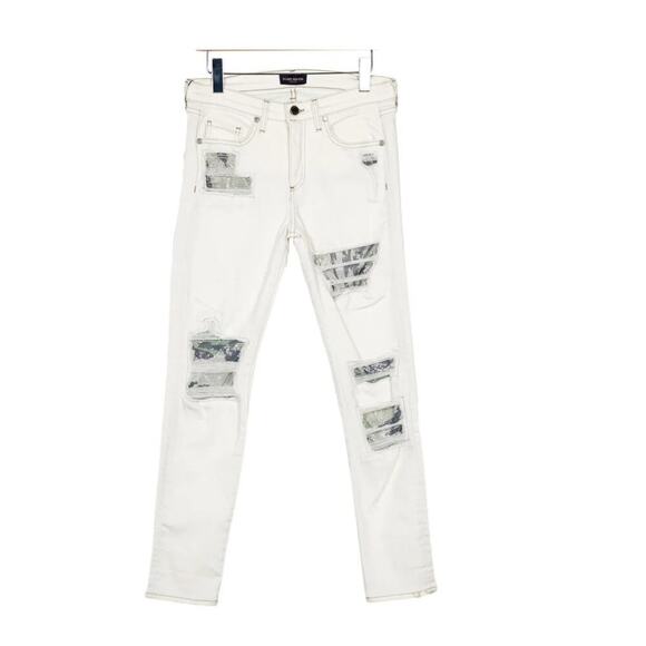 Ramy Brook Mid Rise Skinny White Jeans Chain Link Patterned NWT Women’s 28 - Picture 2 of 12